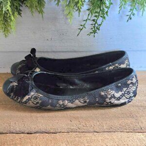 Size 8 Black Lace Fioni Ballet Flats Shoes